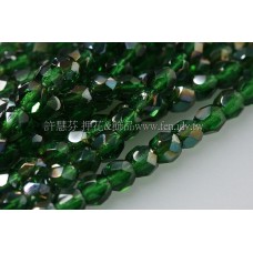 捷克棗形珠4mm閃亮孔雀石綠色-50個