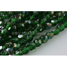 捷克棗形珠4mm閃亮孔雀石綠色-50個