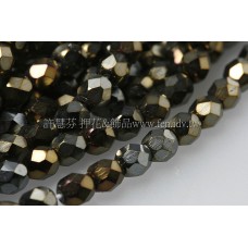 捷克棗形珠4mm閃亮金咖啡-50個