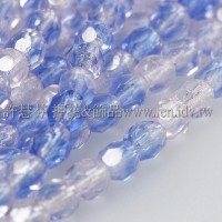 捷克棗形珠4mm閃亮冰晶粉紅加藍-50個