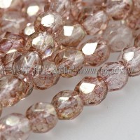 捷克棗形珠4mm閃亮透明黃玉加膚紅-50個