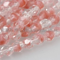 捷克棗形珠4mm閃亮冰晶玫瑰桃紅色-50個