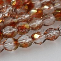 捷克棗形珠4mm閃亮冰晶茶水晶色-50個