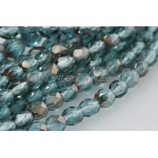 捷克棗形珠4mm玫瑰金色加水鳥藍綠-50個