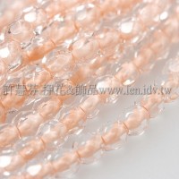 捷克棗形珠4mm閃亮桃紅線-50個