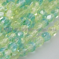 捷克棗形珠4mm閃亮冰晶黃綠加藍-50個