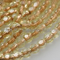 捷克棗形珠4mm閃亮黃水仙銅線-50個