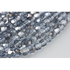 捷克棗形珠4mm閃亮銀岩灰藍-50個