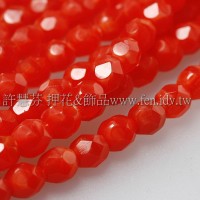 捷克棗形珠4mm柿珊瑚紅-50個