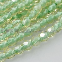 捷克棗形珠4mm閃亮黃綠線-50個