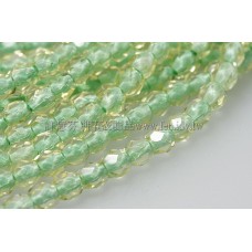 捷克棗形珠4mm閃亮黃綠線-50個