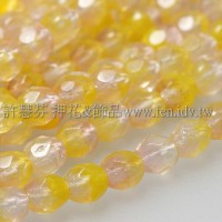 捷克棗形珠4mm閃亮冰晶黃加粉紅-50個