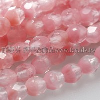 捷克棗形珠4mm閃亮冰晶粉紅-50個
