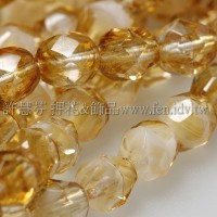 捷克棗形珠6mm燻黃水仙帶白-20個