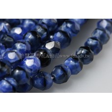 捷克棗形珠6mm藍白黑旋渦-20個