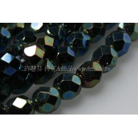 捷克棗形珠6mm鳶尾花藍綠-20個