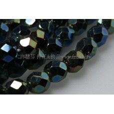 捷克棗形珠6mm鳶尾花藍綠-20個