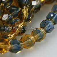 捷克棗形珠6mm蒙大拿藍加黃水仙-20個