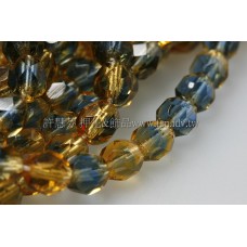 捷克棗形珠6mm蒙大拿藍加黃水仙-20個