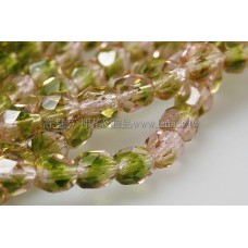 捷克棗形珠6mm玫瑰粉紅加森林綠-20個