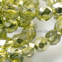 捷克棗形珠6mm閃亮黃檸檬綠-20個