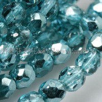 捷克棗形珠6mm鴨綠藍-20個