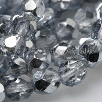 捷克棗形珠6mm淺綠銀灰-20個