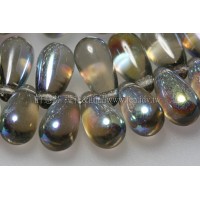 5X10mm捷克水滴形珠-黑鑽水晶加雷射金-20個