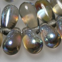 5X10mm捷克水滴形珠-黑鑽水晶加雷射金-20個