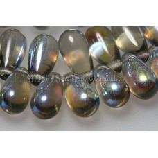 5X10mm捷克水滴形珠-黑鑽水晶加雷射金-20個