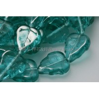 10x12mm捷克葡萄葉形珠-水鴨藍綠-10個