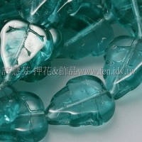 10x12mm捷克葡萄葉形珠-水鴨藍綠-10個