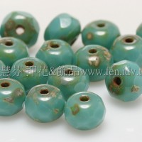 4X6mm捷克車輪珠-土耳其色鑲金泊-1包-10個