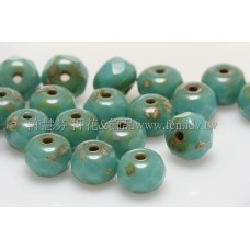 4X6mm捷克車輪珠-土耳其色鑲金泊-1包-10個