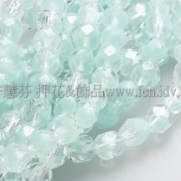 捷克棗形珠6mm水晶加蘋果綠-20個