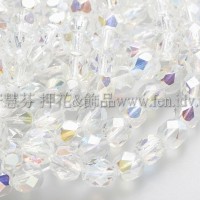 捷克棗形6mm閃亮透明水晶-20個