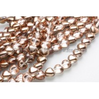 6X6mm捷克小愛心形珠-6X6mm水晶玫瑰金-50個