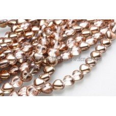 6X6mm捷克小愛心形珠-6X6mm水晶玫瑰金-50個