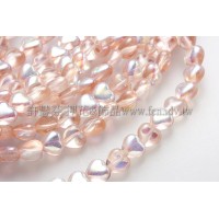 6X6mm捷克小愛心形珠-閃亮水蜜桃粉紅-50個