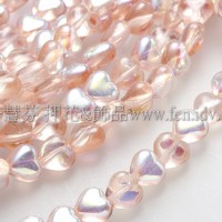 6X6mm捷克小愛心形珠-閃亮水蜜桃粉紅-50個