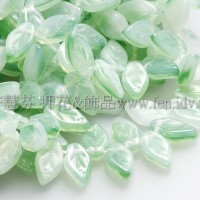 5x10mm捷克紫薇葉形珠-海洋青瓷綠-20個