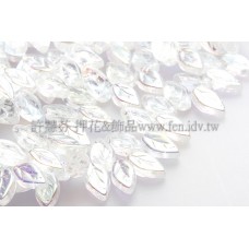 5x10mm捷克紫薇葉形珠-閃亮透明水晶-20個