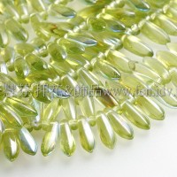 捷克小箭形珠3x10mm閃亮草綠色-20個