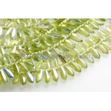 捷克小箭形珠3x10mm閃亮草綠色-20個