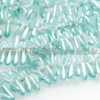 捷克小箭形珠3x10mm閃亮水鴨藍綠-20個