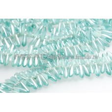 捷克小箭形珠3x10mm閃亮水鴨藍綠-20個