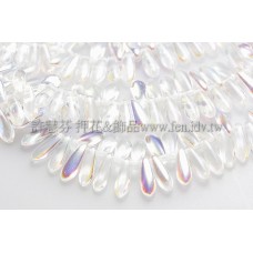 捷克小箭形珠3x10mm晶亮水晶色-20個