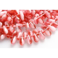 5X10mm捷克水滴形珠-珍珠酒紅-20個