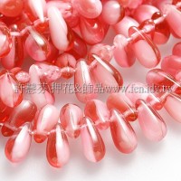 5X10mm捷克水滴形珠-珍珠酒紅-20個