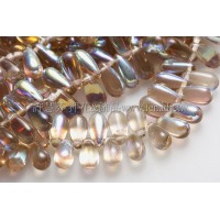 5X10mm捷克水滴形珠-茶水晶加雷射金-20個